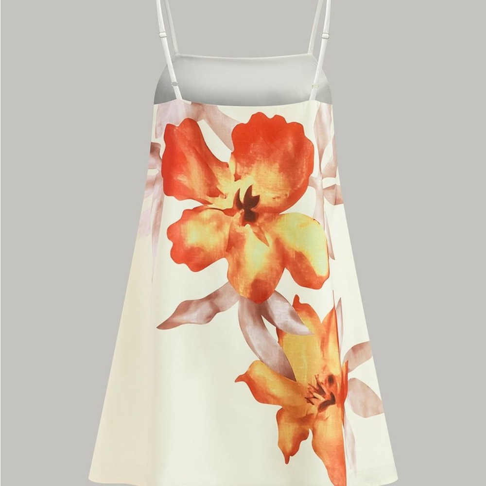 Commense Floral Mini Dress in Orange and Cream NWT Size M - Picture 2 of 3
